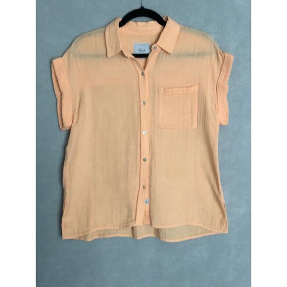 Rails Women's Small Cotton Gauze Button Up Shirt in Whitney Melon - Picture 1 of 7